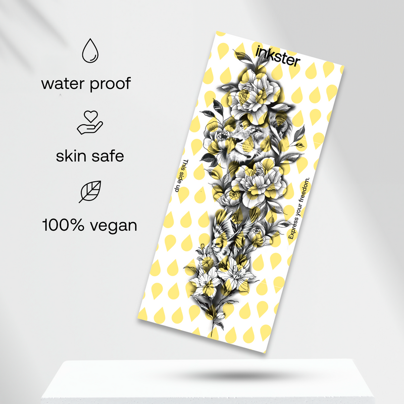 Löwe im Blütenmeer Tattoo Sleeve