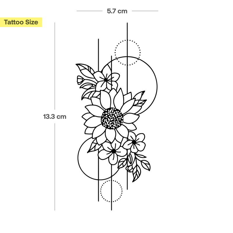 Sonnenblume mit geometrischen Formen