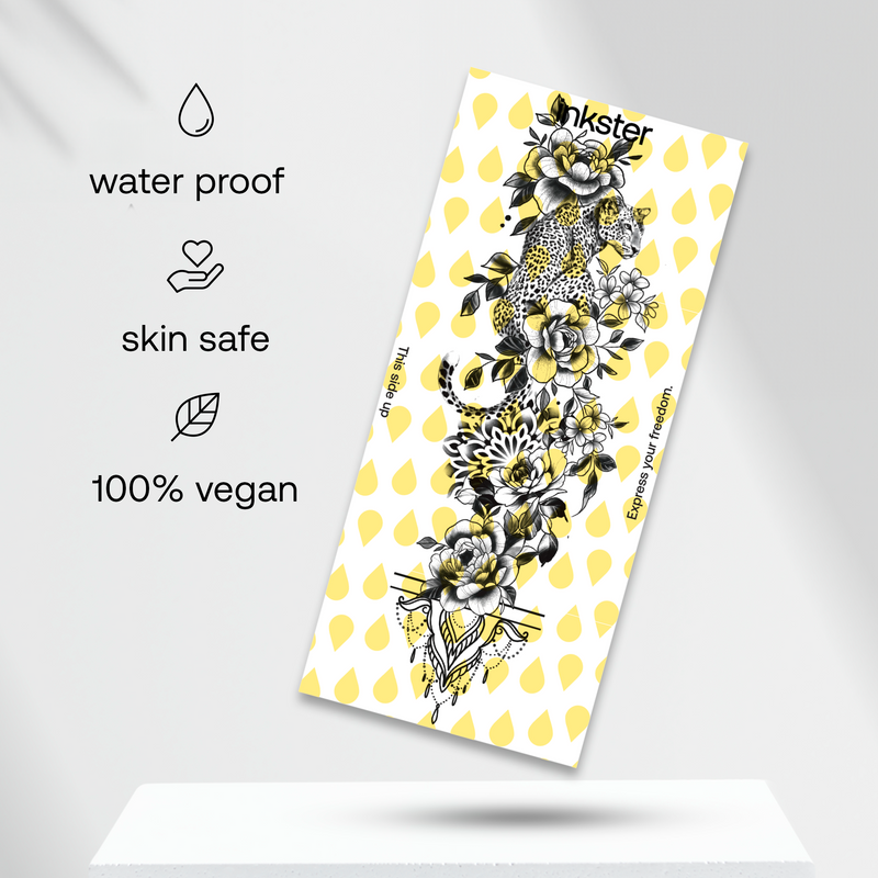 Leopard & Blumen Tattoo Sleeve