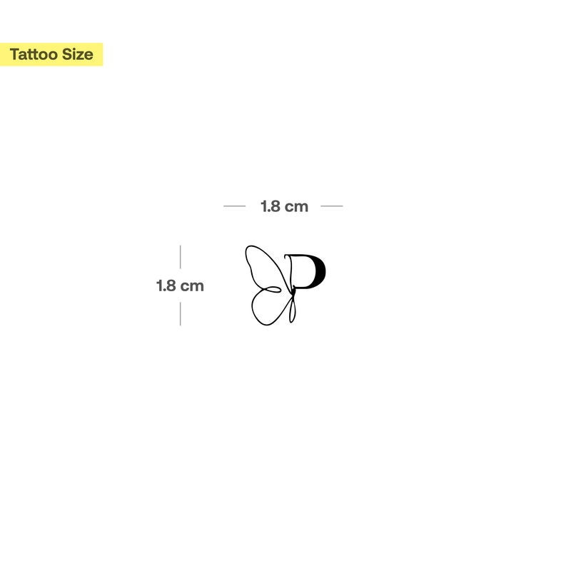 Schmetterling mit Initialen Tattoo (A-Z)