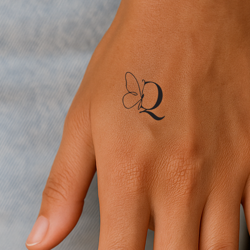 Schmetterling mit Initialen Tattoo (A-Z)