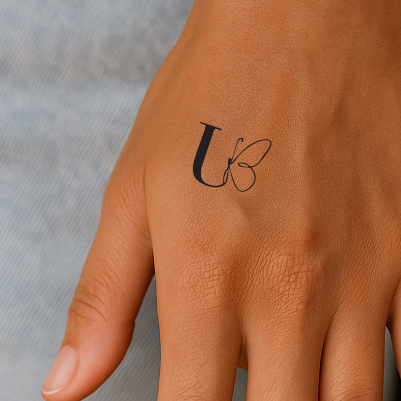 Schmetterling mit Initialen Tattoo (A-Z)