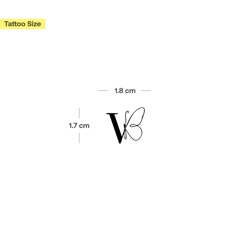 Schmetterling mit Initialen Tattoo (A-Z)