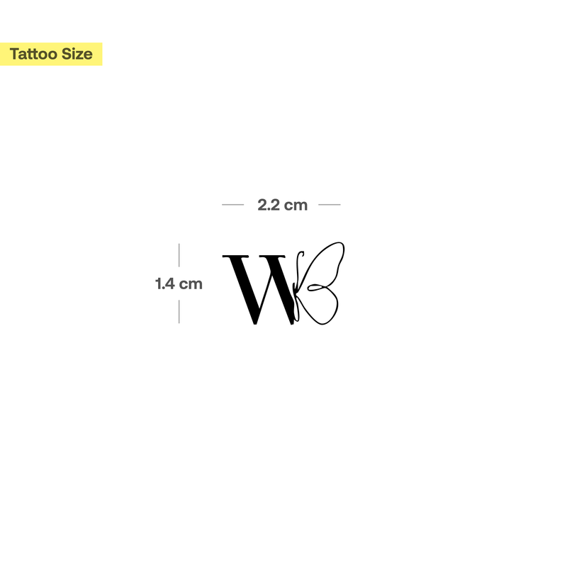 Schmetterling mit Initialen Tattoo (A-Z)