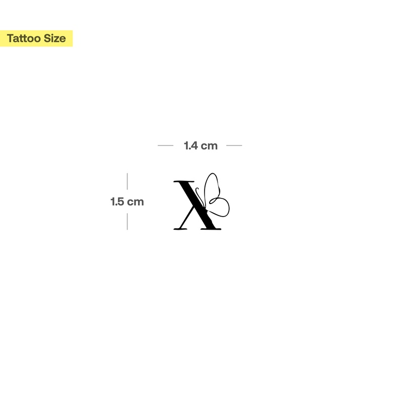 Schmetterling mit Initialen Tattoo (A-Z)
